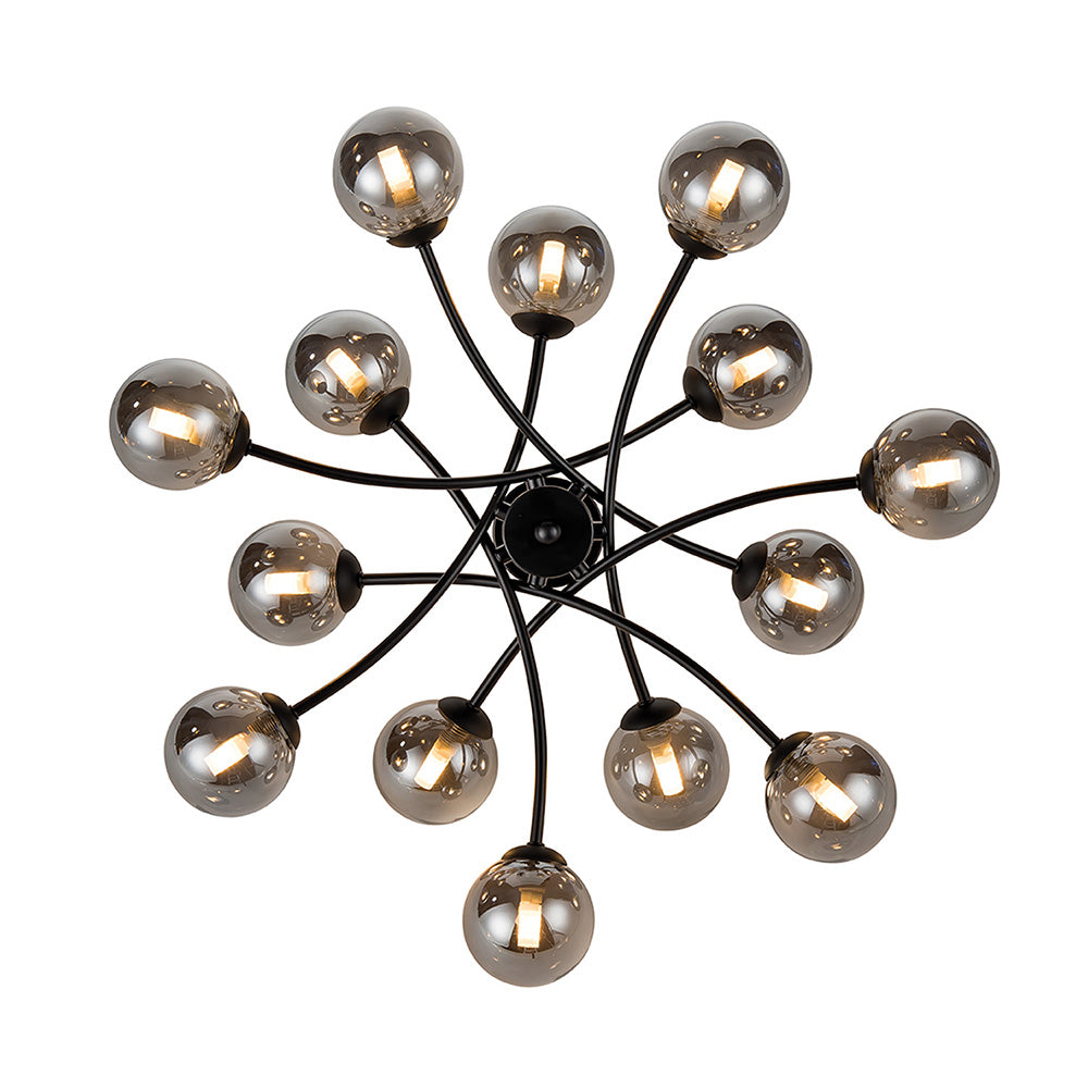 Brick Lane Namur 14lt Flush Ceiling Light Black, Smoked Glass – from Amos Lighting + Home