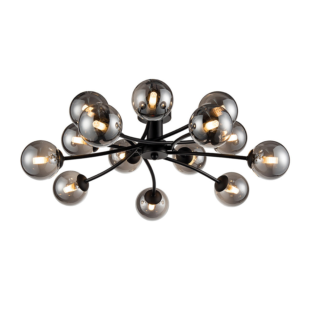 Brick Lane Namur 14lt Flush Ceiling Light Black, Smoked Glass – from Amos Lighting + Home