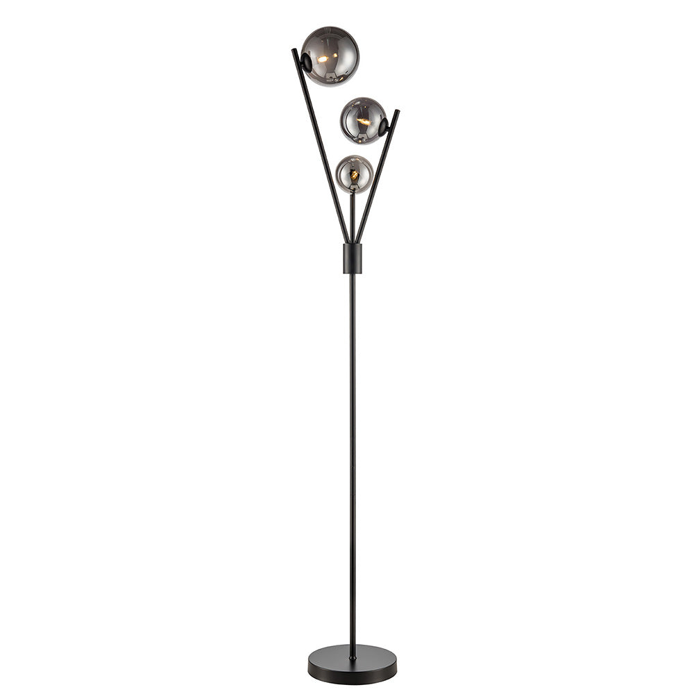 Brick Lane Namur Floor Lamp Black and Smoked Glass – from Amos Lighting + Home