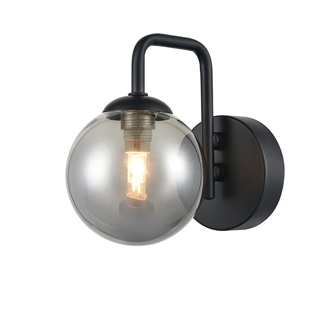 Brick Lane Namur Wall Light Black, Smoked Glass – from Amos Lighting + Home