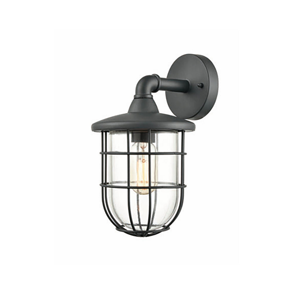 Brick Lane Purvis Outdoor Wal Light Charcoal with Cage IP44 – from Amos Lighting + Home