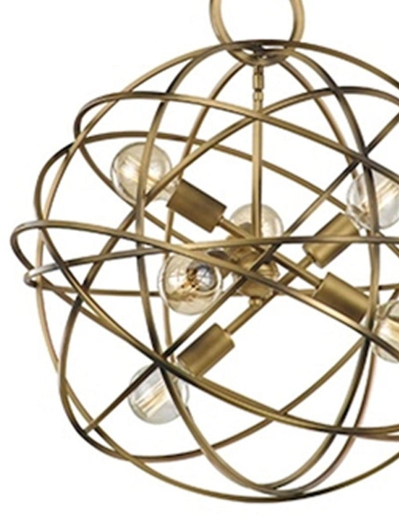 Brick Lane Sphere 6 Light Chandelier Ironwork Old Gold – from Amos Lighting + Home