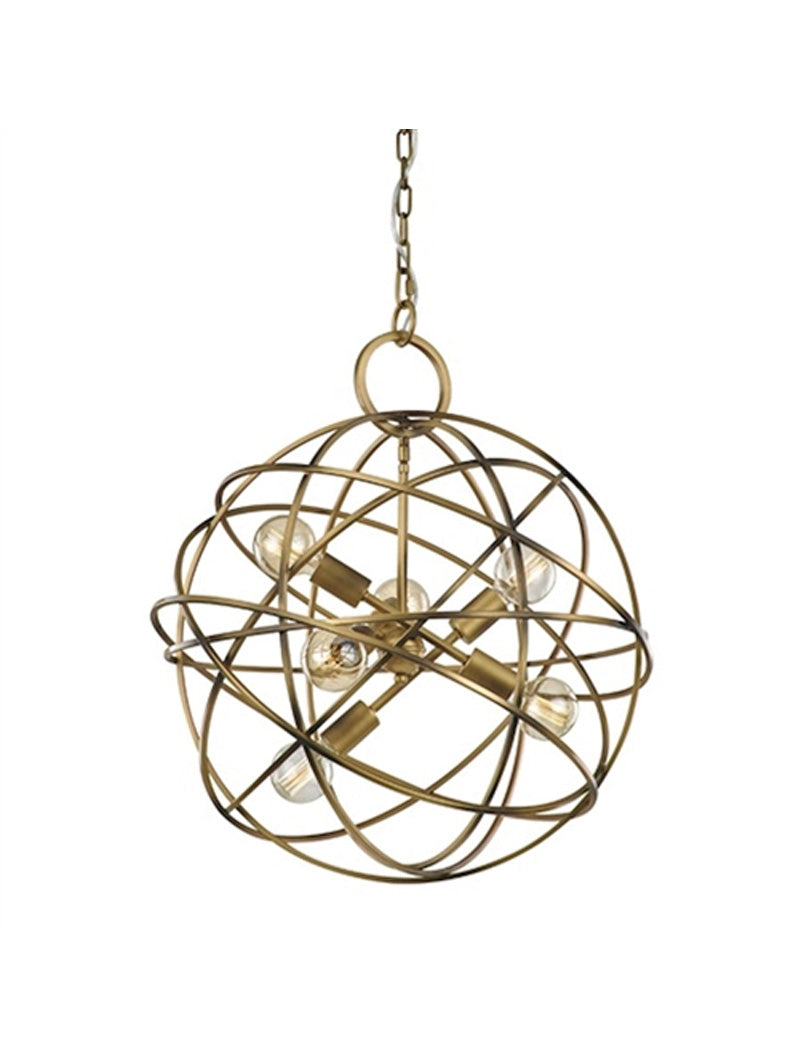 Brick Lane Sphere 6 Light Chandelier Ironwork Old Gold – from Amos Lighting + Home