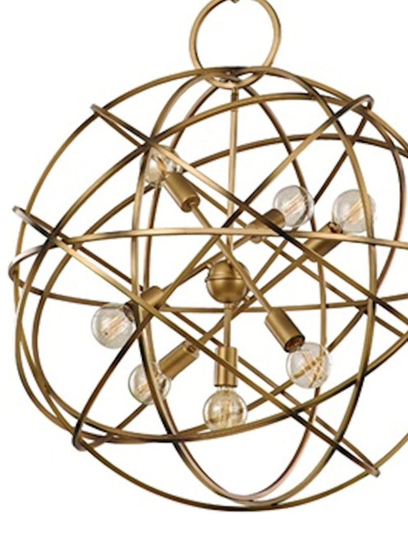 Brick Lane Sphere 7 Light Chandelier Ironwork Pendant Old Gold – from Amos Lighting + Home