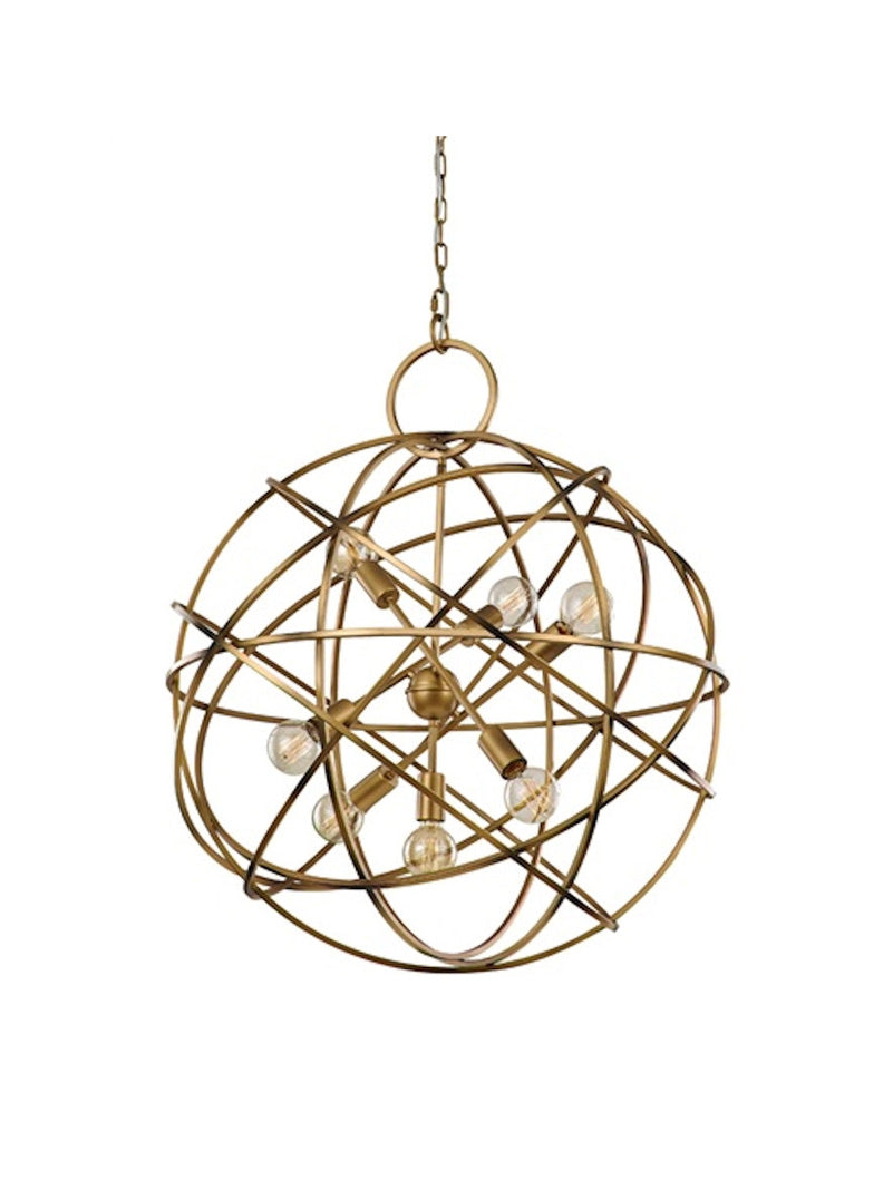 Brick Lane Sphere 7 Light Chandelier Ironwork Pendant Old Gold – from Amos Lighting + Home