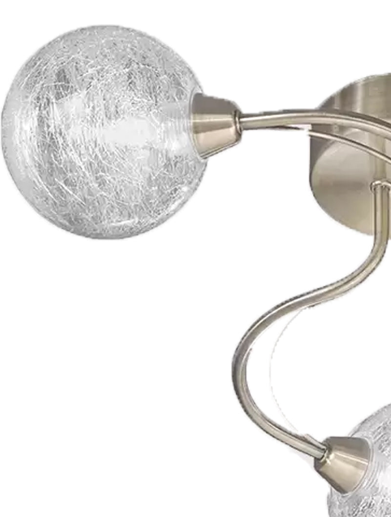 Brick Lane Spiral 3lt Flush Ceiling Light Satin Nickel – from Amos Lighting + Home