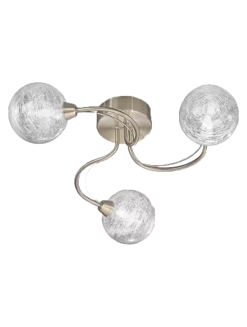 Brick Lane Spiral 3lt Flush Ceiling Light Satin Nickel – from Amos Lighting + Home