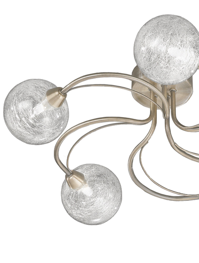 Brick Lane Spiral 5lt Flush Ceiling Light Satin Nickel – from Amos Lighting + Home