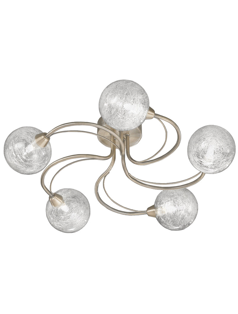 Brick Lane Spiral 5lt Flush Ceiling Light Satin Nickel – from Amos Lighting + Home
