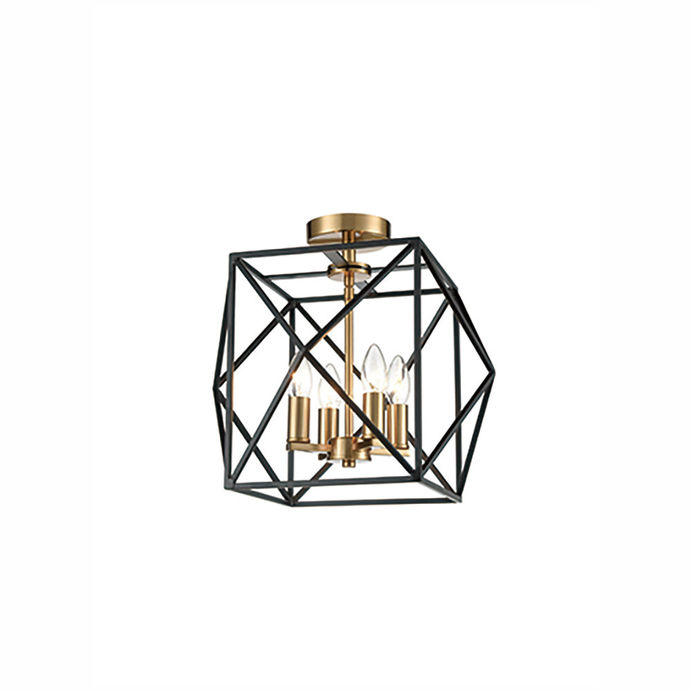 Brick Lane Trafalgar Caged Flush Chandelier Black and Gold – from Amos Lighting + Home