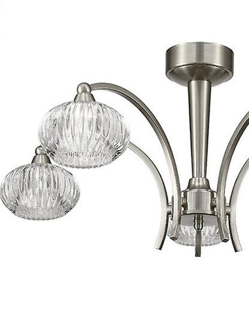 Brick Lane Wave 5 Semi Flush Ceiling Light Satin Nickel – from Amos Lighting + Home