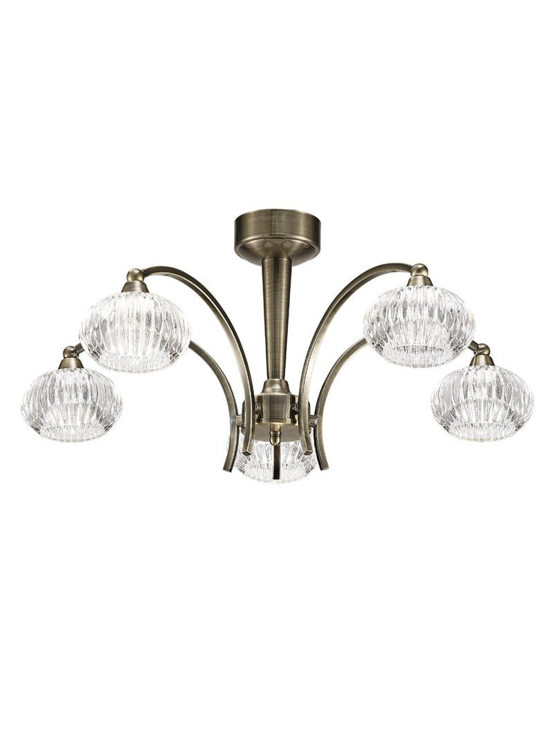 Brick Lane Wave 5lt Semi Flush Ceiling Light Antique Bronze – from Amos Lighting + Home