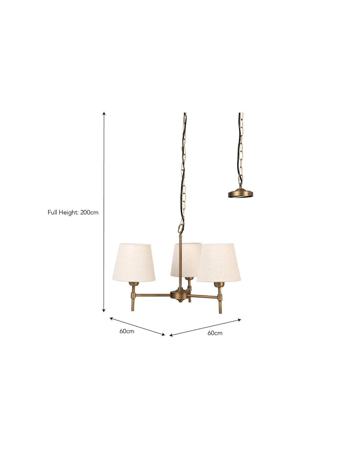 Garden Trading Peartree 3 Light Ceiling Chandelier Antique Bronze with Shades