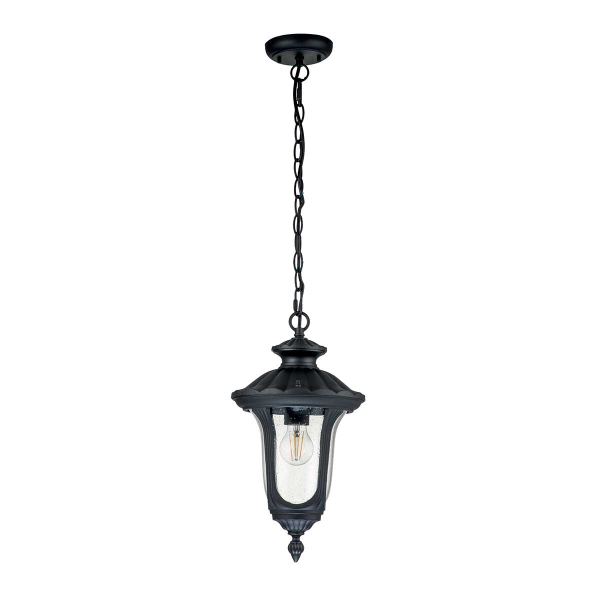 Elstead Chicago 1 Light Small Chain Lantern - Textured Black