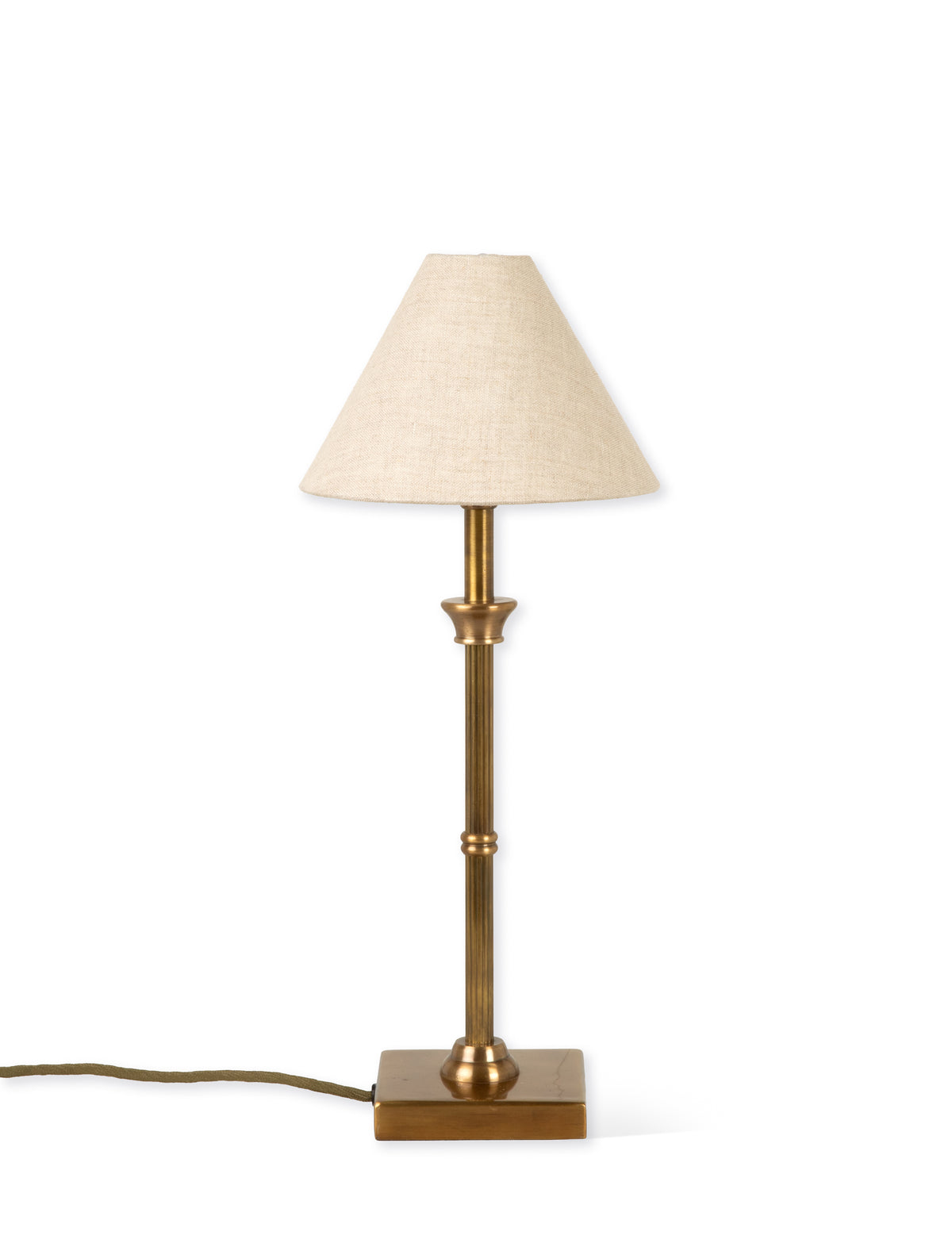 Garden Trading Kelmscot Table Lamp with Linen Shade Antique Brass