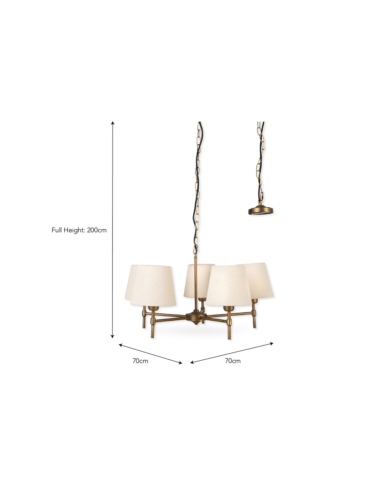 Garden Trading Peartree 5 Light Ceiling Chandelier Antique Bronze with Shades