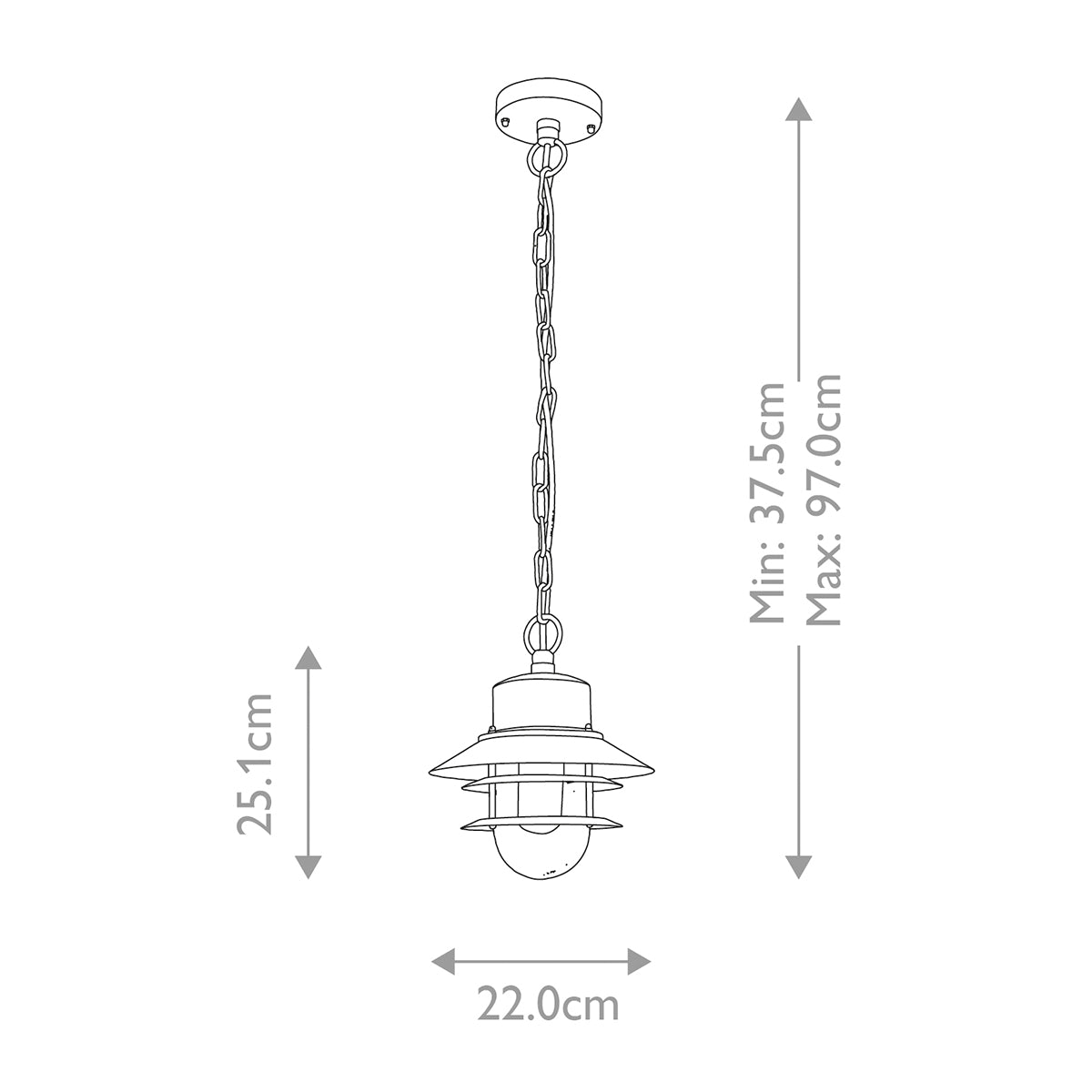 Elstead Copenhagen 1 Light Chain Lantern Silver
