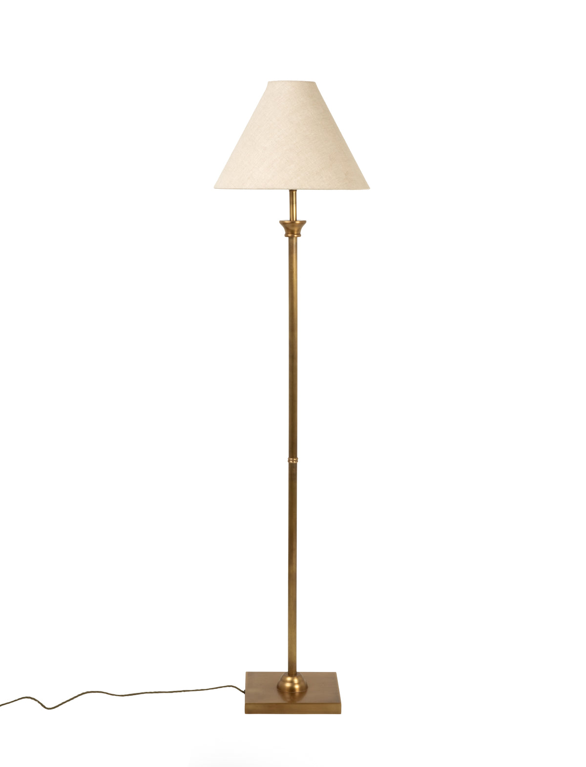 Garden Trading Kelmscot Floor Lamp With Linen Shade Antique Brass Finish