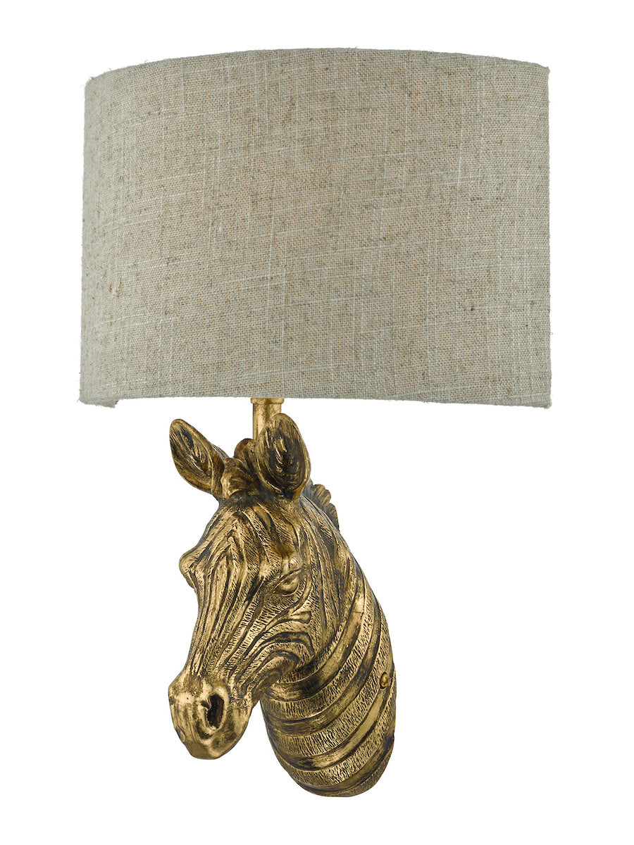 Dar Abby Zebra Wall Light Gold with Natural Linen Shade – from Amos Lighting + Home