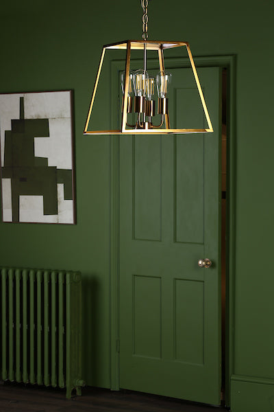 Dar Academy 4 Light Lantern Natural Brass – from Amos Lighting + Home