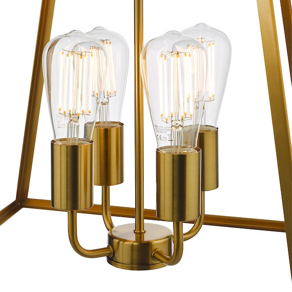 Dar Academy 4 Light Lantern Natural Brass – from Amos Lighting + Home