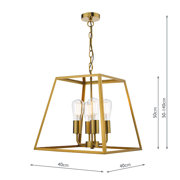 Dar Academy 4 Light Lantern Natural Brass – from Amos Lighting + Home