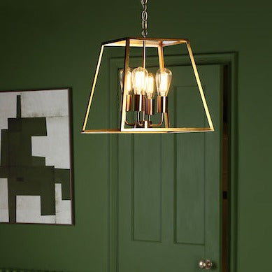 Dar Academy 4 Light Lantern Natural Brass – from Amos Lighting + Home