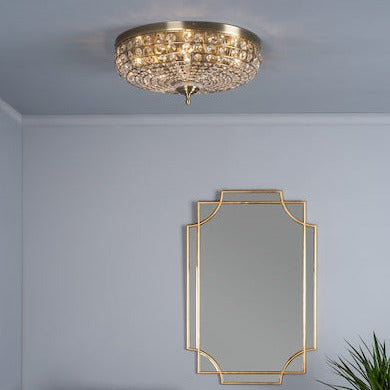 Dar Asmara 5 Light Flush Antique Brass Crystal – from Amos Lighting + Home