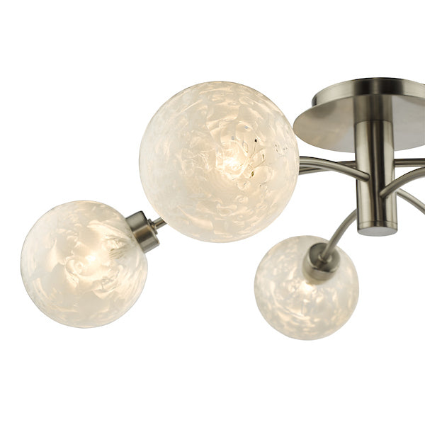 Dar Avari 6lt Semi-Flush Satin Nickel & Frosted Glass – from Amos Lighting + Home