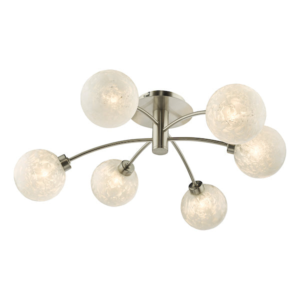 Dar Avari 6lt Semi-Flush Satin Nickel & Frosted Glass – from Amos Lighting + Home