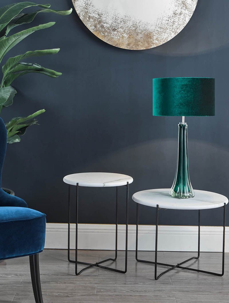 Dar Azzate White Marble Effect Round Side Table – from Amos Lighting + Home