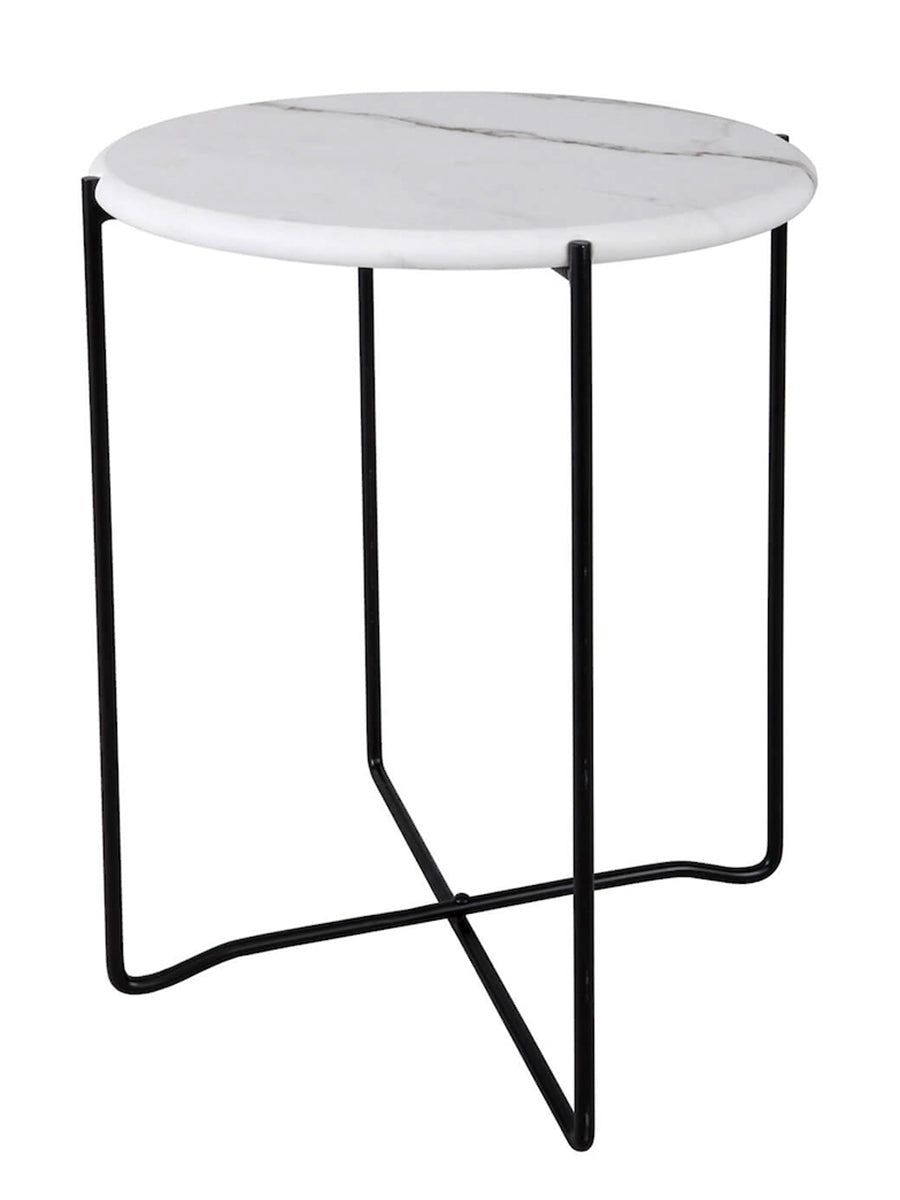 Dar Azzate White Marble Effect Round Side Table – from Amos Lighting + Home