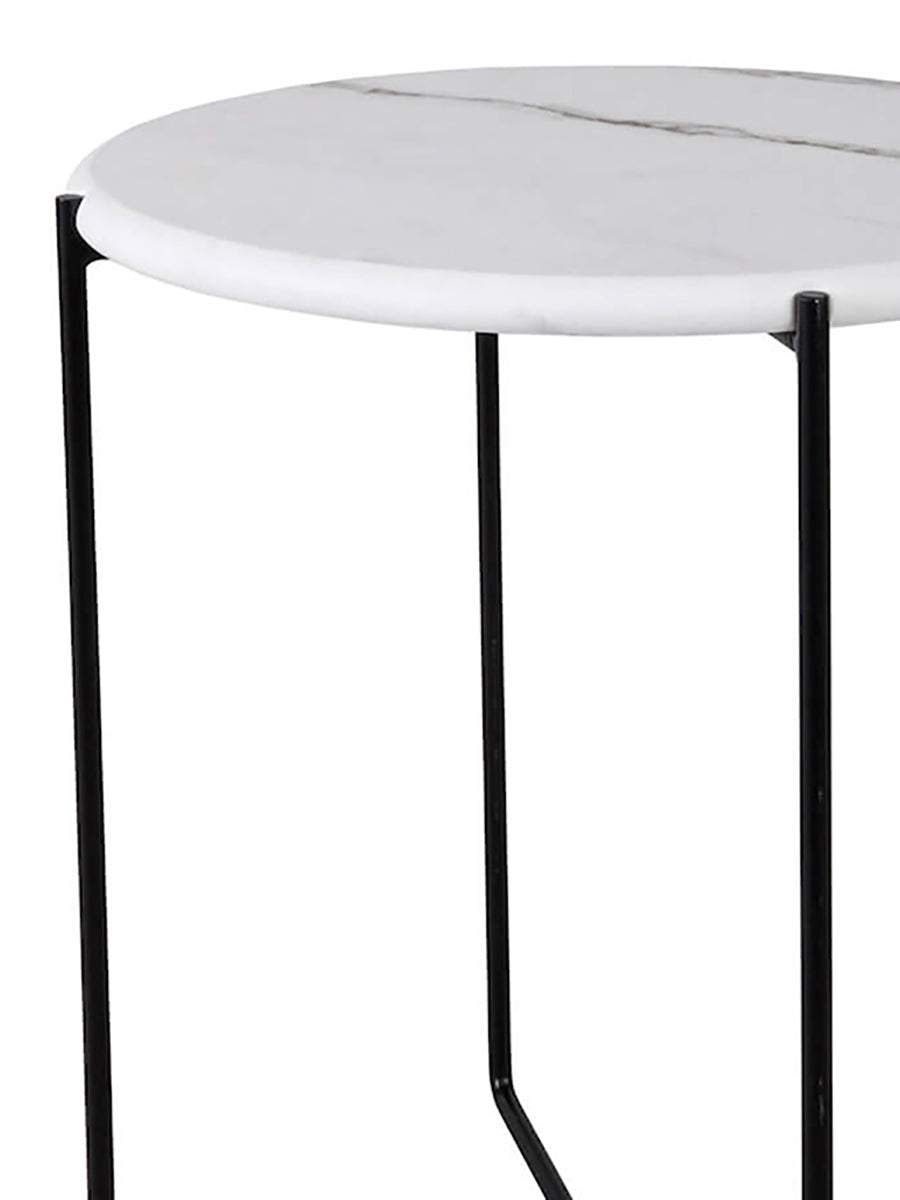 Dar Azzate White Marble Effect Round Side Table – from Amos Lighting + Home