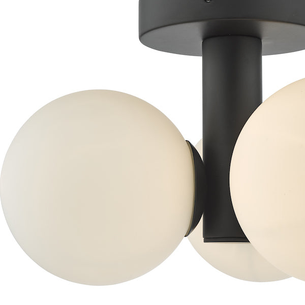 Dar Blake Bathroom Matt Black Opal Glass Ceiling Light IP44 – from Amos Lighting + Home