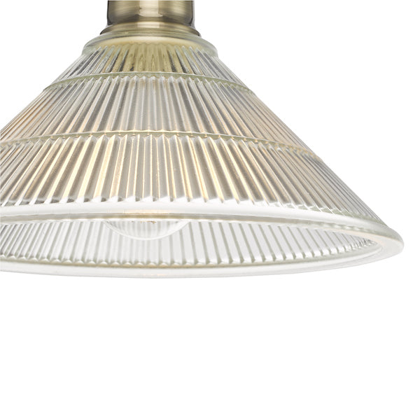 Dar Boyd Flush Light Antique Brass and Prismatic Glass – from Amos Lighting + Home