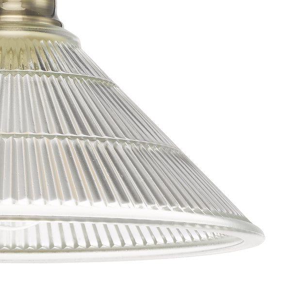 Dar Boyd Flush Light Antique Brass and Prismatic Glass – from Amos Lighting + Home