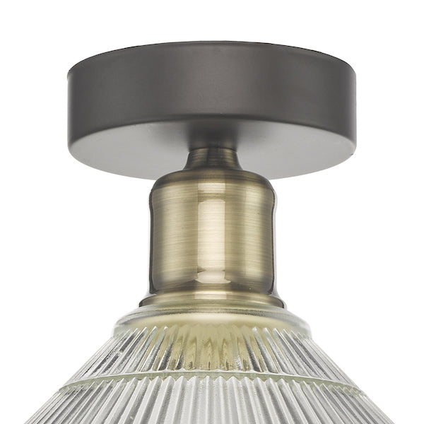Dar Boyd Flush Light Antique Brass and Prismatic Glass – from Amos Lighting + Home