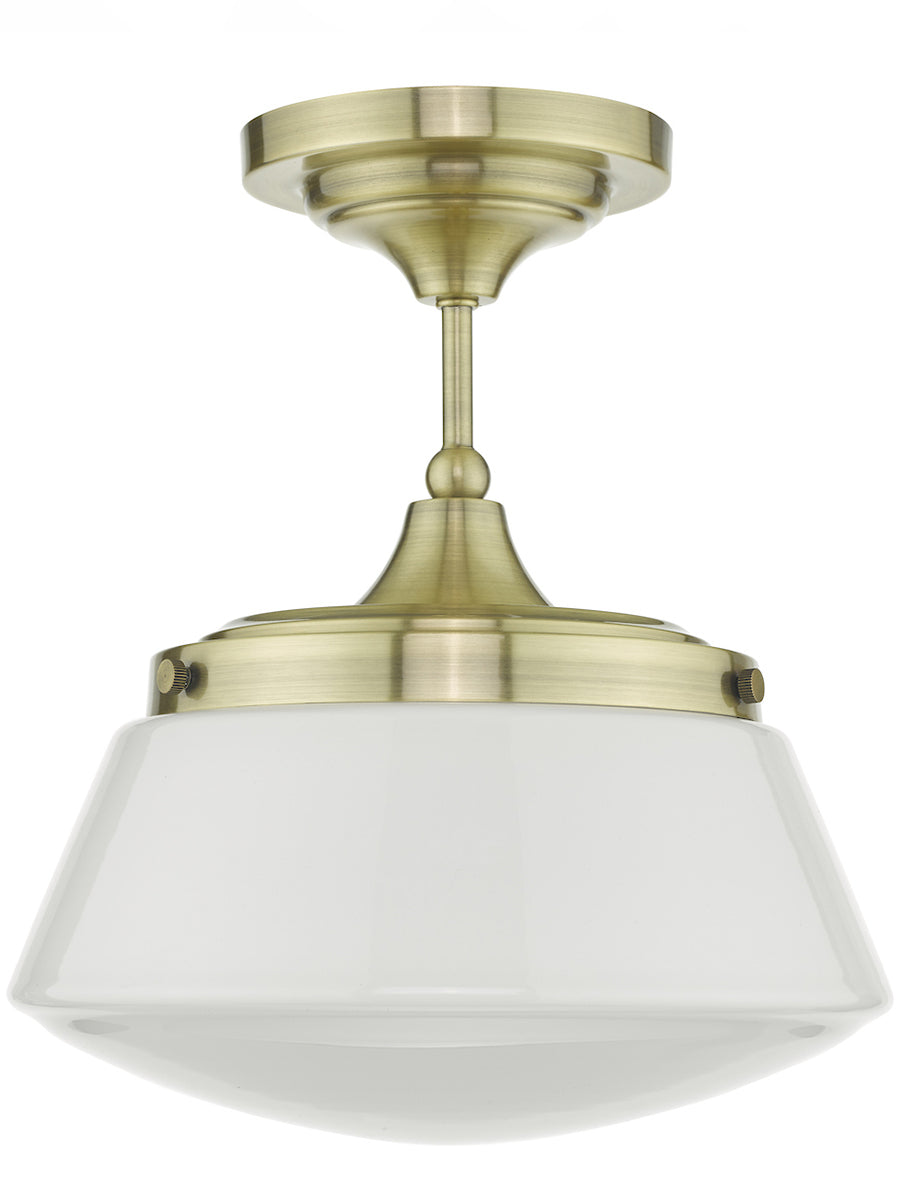 Dar Caden Semi Flush Bathroom Ceiling Light Antique Brass – from Amos Lighting + Home