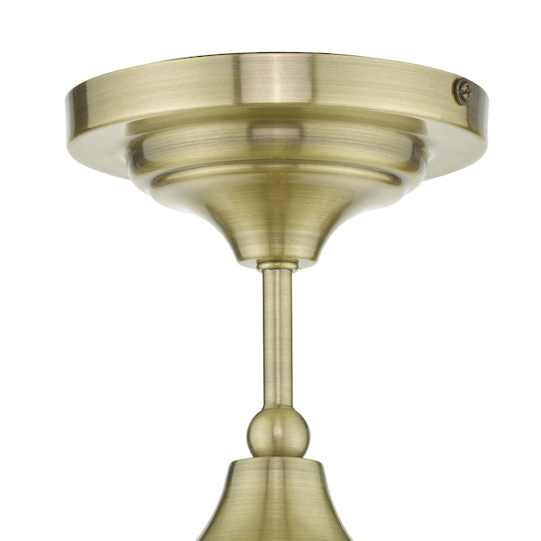 Dar Caden Semi Flush Bathroom Ceiling Light Antique Brass – from Amos Lighting + Home
