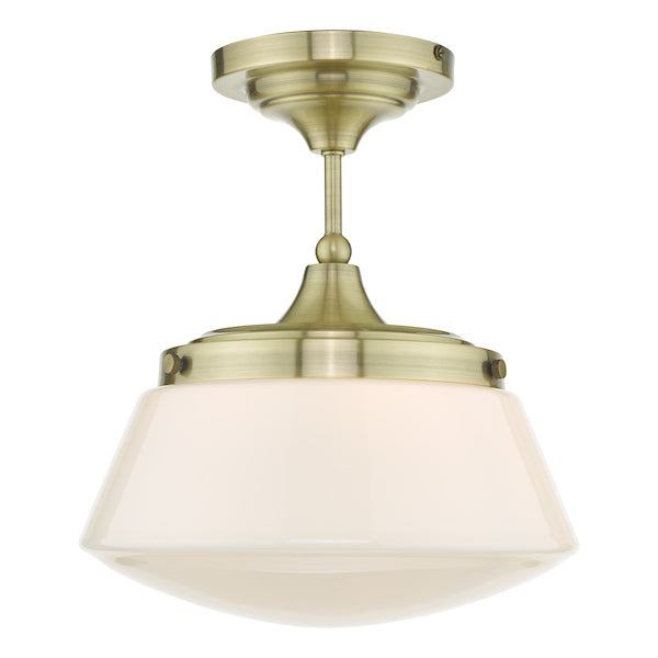 Dar Caden Semi Flush Bathroom Ceiling Light Antique Brass – from Amos Lighting + Home