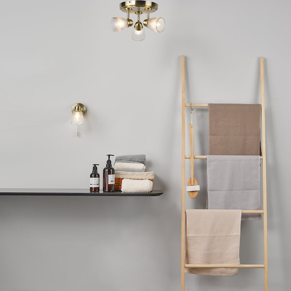 Dar Cedric 3 Light Bathroom Spotlight, Antique Brass IP44 – from Amos Lighting + Home