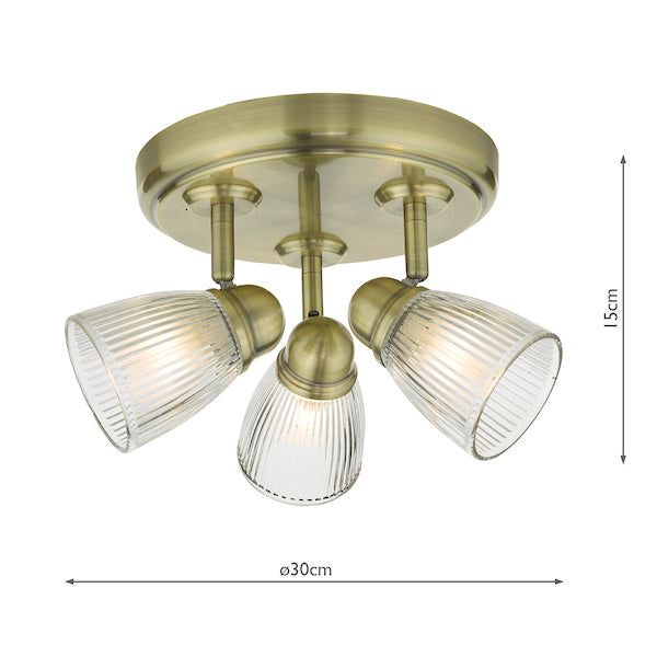 Dar Cedric 3 Light Bathroom Spotlight, Antique Brass IP44 – from Amos Lighting + Home