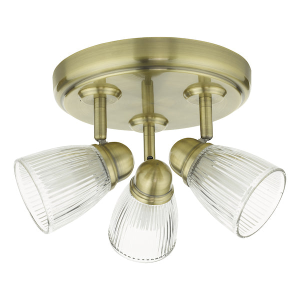Dar Cedric 3 Light Bathroom Spotlight, Antique Brass IP44 – from Amos Lighting + Home