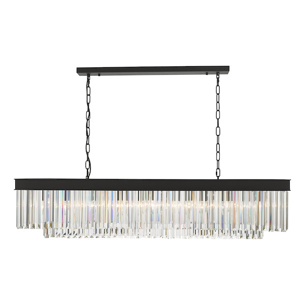Dar Celeus 6 Light Bar Pendant Chandelier Anthracite & Crystal – from Amos Lighting + Home