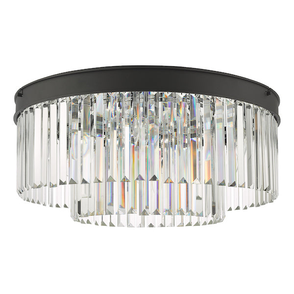 Dar Celeus 6 Light Flush Chandelier Anthracite & Crystal – from Amos Lighting + Home