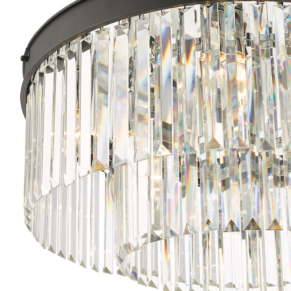 Dar Celeus 6 Light Flush Chandelier Anthracite & Crystal – from Amos Lighting + Home