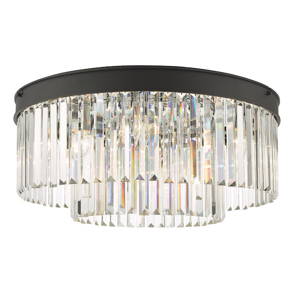 Dar Celeus 6 Light Flush Chandelier Anthracite & Crystal – from Amos Lighting + Home