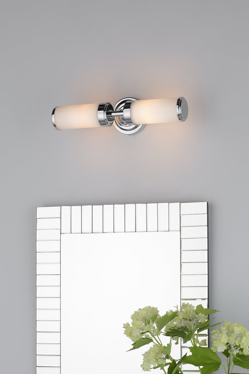 Dar Century Bathroom Wall Light Polished Chrome Opal Glass IP44 – from Amos Lighting + Home