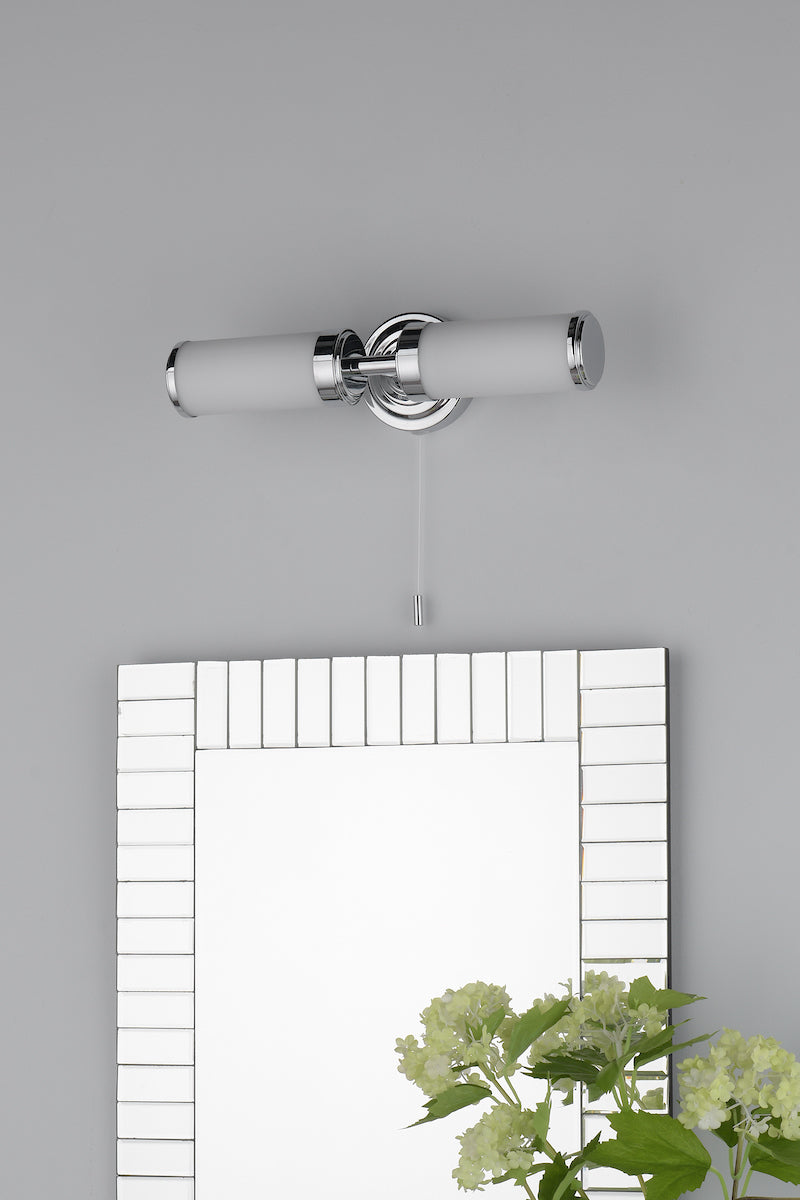 Dar Century Bathroom Wall Light Polished Chrome Opal Glass IP44 – from Amos Lighting + Home