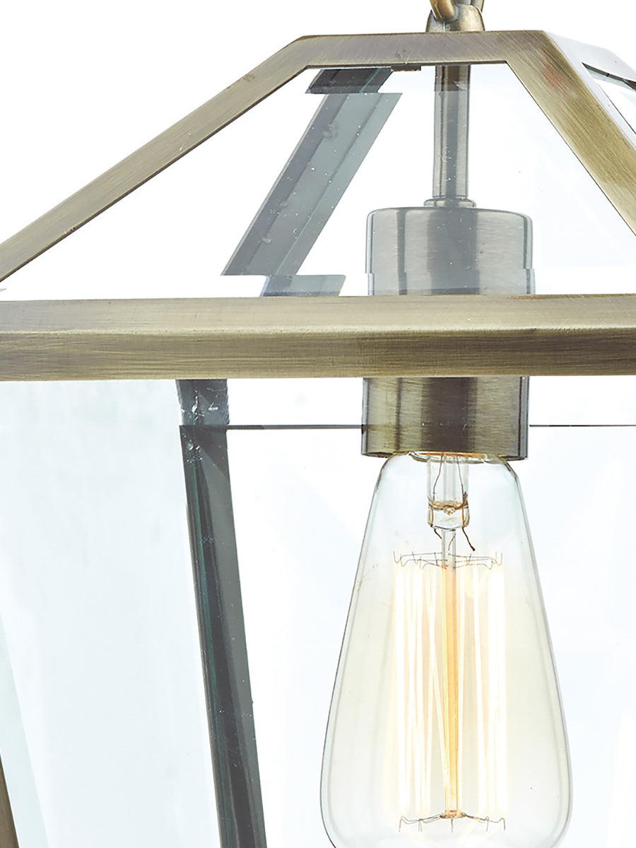 Dar Churchill Lantern Pendant Antique Brass – from Amos Lighting + Home